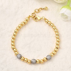Браслеты из круглых латунных бусин для женщин BJEW-K244-09G