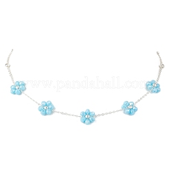 Наборы браслетов и ожерелий из цветочного стекла для женщин SJEW-JS01319