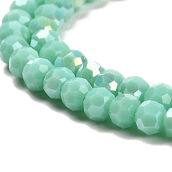 不透明ガラスビーズスタンド  ABカラー  ファセット（32ファセット）  ラウンド  アクアマリン  4.5x4mm  穴：1mm  約87~93個/連  32~33cm&nbsp;EGLA-A035-P4mm-B14