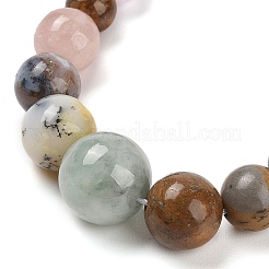 Наборы браслетов и ожерелий с круглыми бусинами из натуральных смешанных камней SJEW-L132-21