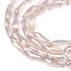 電気メッキガラスビーズセット  半分メッキ  多面カット  ティアドロップ  虹メッキ  15x6mm  穴：1mm  約48~50個/連  （64~72cm）&nbsp;EGLA-L015-HP-B07