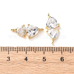 Подвески-сердечки с двумя сердечками из латуни с прозрачным кубическим цирконием&nbsp;KK-P308-74G