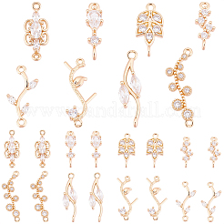 32 Stück 8 Stile Messing Micro Pave klare Zirkonia Verbinder Verbinder&nbsp;KK-BBC0025-99