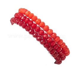 3 bracelet extensible en perles de jade imitation facetté et rondelles de verre opaque pour femmes&nbsp;BJEW-JB12563-05