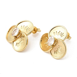 Orecchini a bottone da donna in ottone con zirconi trasparenti&nbsp;EJEW-A162-03G