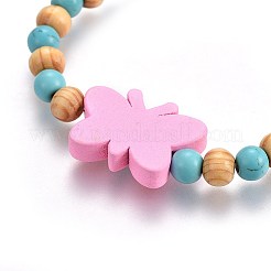 Perles en bois enfants bracelets extensibles&nbsp;BJEW-JB04129-01
