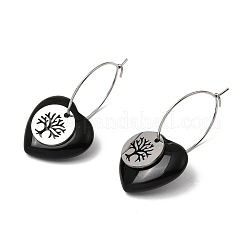 Ohrringe aus natürlichem Obsidian und Edelstahl 304 für Damen&nbsp;EJEW-G475-05P-05