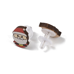 Деревянные серьги-гвоздики со стальными иглами EJEW-U016-04P-02