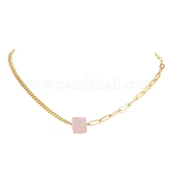Colliers à pendentif à prisme hexagonal en quartz naturel galvanisé&nbsp;NJEW-JN04996-04