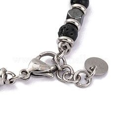 Bracciale con perline rotonde in pietra lavica naturale e ematite sintetica magnetica&nbsp;X-BJEW-P339-02P-08