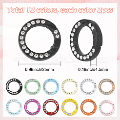24 шт. 12-цветные кольца-пружинки из цинкового сплава со стразами&nbsp;FIND-SC0019-50A