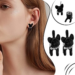Серьги-гвоздики из сплава с мультяшной собакой спереди и сзади JE913A