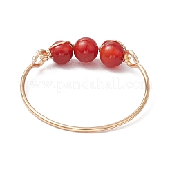 Круглые натуральные кольца с розовым кварцем&nbsp;RJEW-JR00850-02