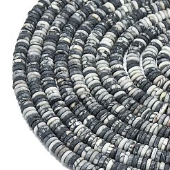 Нити из матового натурального черного сетчатого камня G-K389-C24-01