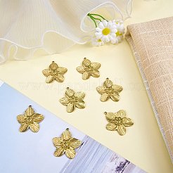 304ステンレススチールペンダント10個  花のチャーム  ゴールドカラー  31.5x30x3mm  穴：1.8mm&nbsp;STAS-SZ0003-53A