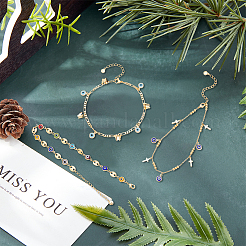 3 шт. набор из 3 браслетов на ногу с бабочкой AJEW-AN0001-06