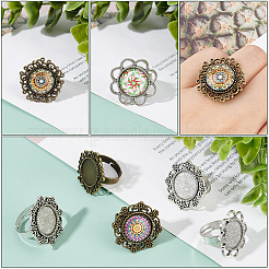16 pz. 4 componenti per anello da dito in ferro regolabile vintage&nbsp;FIND-SC0002-46
