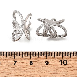 Серьги-каффы с бабочками из латуни с микропаве из прозрачных кубических цирконий EJEW-P322-16P
