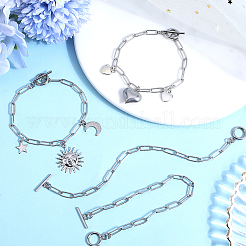 20шт. браслеты-цепочки из текстурированной нержавеющей стали 304 в виде скрепок&nbsp;BJEW-SP0001-02