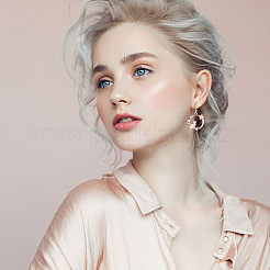 3 пара двухцветных серег-подвесок в виде цветка из смолы EJEW-AN0001-88