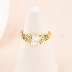 Регулируемые кольца для женщин с микропаве из латуни и кубическими цирконами RJEW-Z113-37G