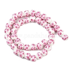 Handgemachte Blume gedruckt Porzellan-Keramik-Perlen Stränge&nbsp;X-PORC-M005-8mm-03