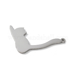 304ステンレスペンダント  猫の形のチャーム  ステンレス鋼色  29.5x21.5x1.5mm  穴：1.5mm&nbsp;STAS-E501-11P