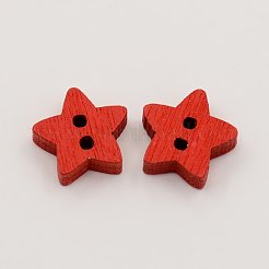 ウッドボタン  染め  2穴  スター  ミックスカラー  12x13x4mm  穴：2mm&nbsp;BUTT-N002-12