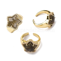 Bagues manchette en pierre précieuse naturelle et zircone cubique&nbsp;RJEW-M076-02G