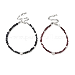 2 шт. браслеты из круглых бусин из натурального граната и синтетического синего авантюрина для мужчин и женщин BJEW-JB12336