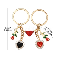 Брелок для ключей ко дню святого валентина из сплава со стразами&nbsp;KEYC-YW00184