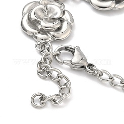 Armbänder aus Edelstahl mit Blumengliederkette für Damen&nbsp;LS-BJEW-A033-03P