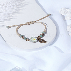 1шт регулируемые браслеты из бисера ручной работы с цветочным узором из фарфора&nbsp;BJEW-LP0003-24