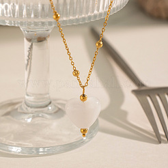 Collana con ciondolo a forma di cuore in resina bianca estiva e catena a maglie piatte in acciaio inossidabile 304 per donna&nbsp;PD0685-2
