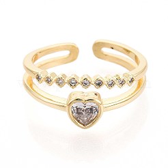 Манжеты из латуни с микро паве кубический цирконий для женщин KK-T071-57G