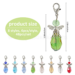48 шт. 8 стильных подвесных украшений из стеклянного сплава HJEW-FH00126
