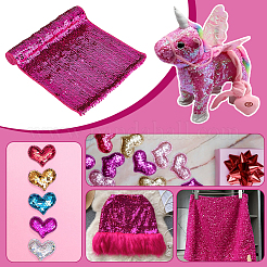 Двусторонняя ткань с блестками из полиэстера и домашних животных&nbsp;DIY-WH0453-78A