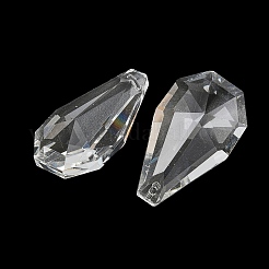 ガラス製シャンデリアプリズムペンダント  ファセットティアドロップチャーム  透明  40x23x14mm  穴：2mm&nbsp;GL-CBAAE15-09