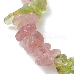 Эластичные браслеты для женщин из натурального перидота и натурального клубничного кварца.&nbsp;BJEW-JB13278