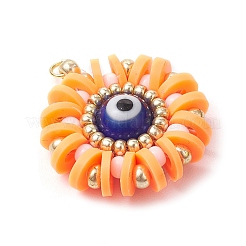 Круглые подвески из полимерной глины и стекла ручной работы с эффектом сглаза&nbsp;PALLOY-MZ00638-05