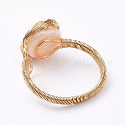 Einstellbare natürliche Pearl Fingerringe&nbsp;RJEW-JR00289