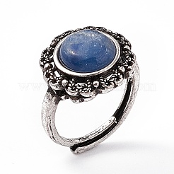 Цветочные регулируемые кольца из натурального кианита RJEW-E067-08AS-02