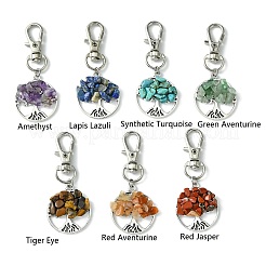 Плоские круглые подвески из сплава в тибетском стиле с древом жизни&nbsp;HJEW-JM01743-01