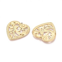 Подвески в форме полых цветочных сердец из нержавеющей стали 304&nbsp;STAS-T067-40G