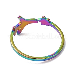 Ионное покрытие(ip) 304 нержавеющая сталь звезда и самолет открытое кольцо-манжета для женщин&nbsp;RJEW-M149-12RC