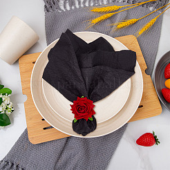 8 шт. двухцветные кольца для салфеток из пеньковой веревки и полиэстера с цветком розы AJEW-MA0001-22