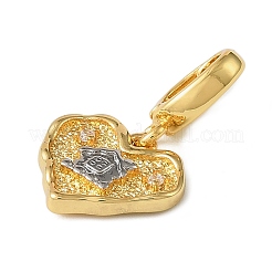 Рождественские украшения в виде латунных сердечек со стразами KK-H498-01G-03