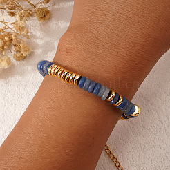 Armband mit Perlen aus natürlichem blauem Chalcedon und Edelstahl 304 für Damen&nbsp;VZ6468