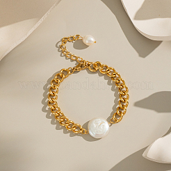 Elegante flache runde Gliederarmbänder aus eleganten Barockperlen&nbsp;LS-SX2805-2