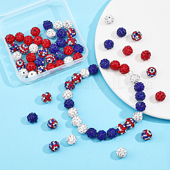 80 шт. 5 круглых бусины из полимерной глины со стразами на тему Дня независимости RB-FH0001-07